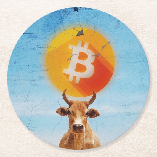 Bitcoin widerstandsfähiger Bulle Runder Pappuntersetzer (Vorderseite)