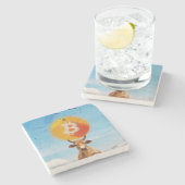 Bitcoin widerstandsfähiger Bulle Steinuntersetzer (Seitenansicht)