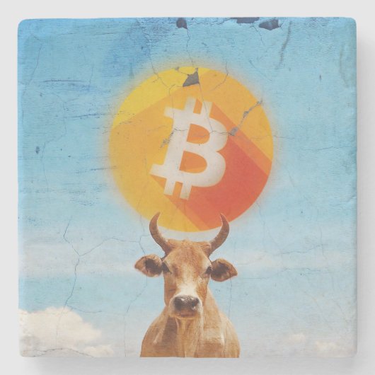 Bitcoin widerstandsfähiger Bulle Steinuntersetzer (Vorderseite)