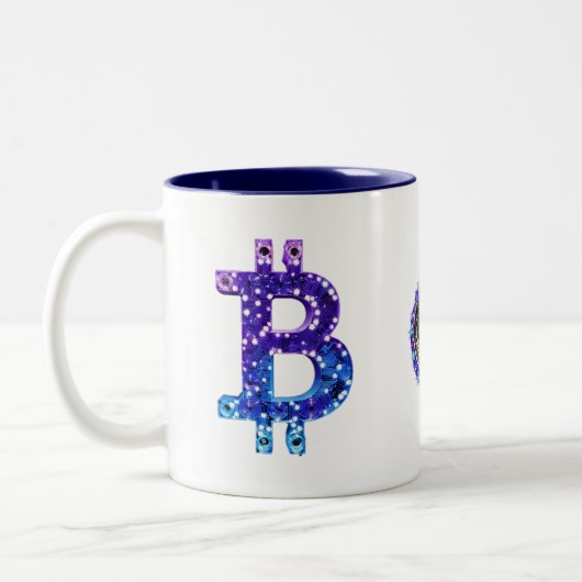 Bitcoin Xmas Zweifarbige Tasse (Links)