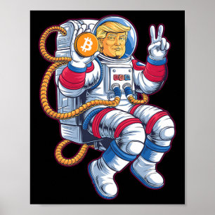 Bitcoin zum Mond Btc Astronaut Krypto Fomo Trum Poster