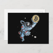 Bitcoin zum Mondastronauten Postkarte (Vorne/Hinten)