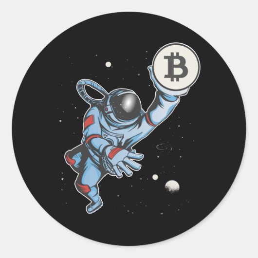 Bitcoin zum Mondastronauten Runder Aufkleber (Vorderseite)