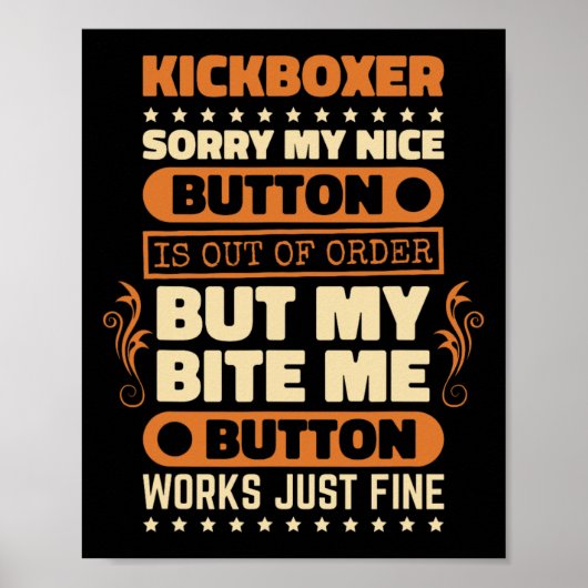 Bite-Button-Werke Kickboxer-Design Kickbox-Fan K Poster (Vorne)