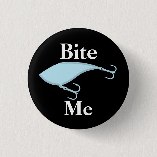 Bite Me Baby Blue Fishing Lure Button (Vorderseite)