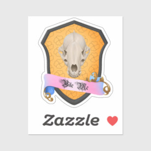 Bite Me Badger Skull Aufkleber