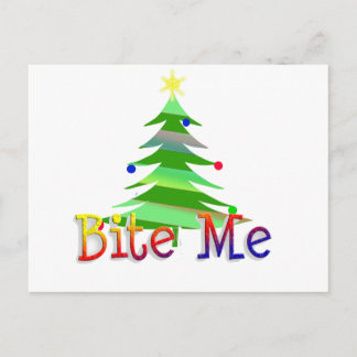 Bite Me Christmas Tree Feiertagspostkarte