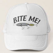 Bite Me Fish Hook Spaß Truckerkappe (Vorderseite)