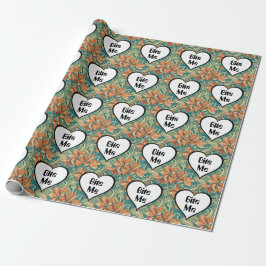 Bite me Funny Heart Wirbles Retro Design Geschenkpapier