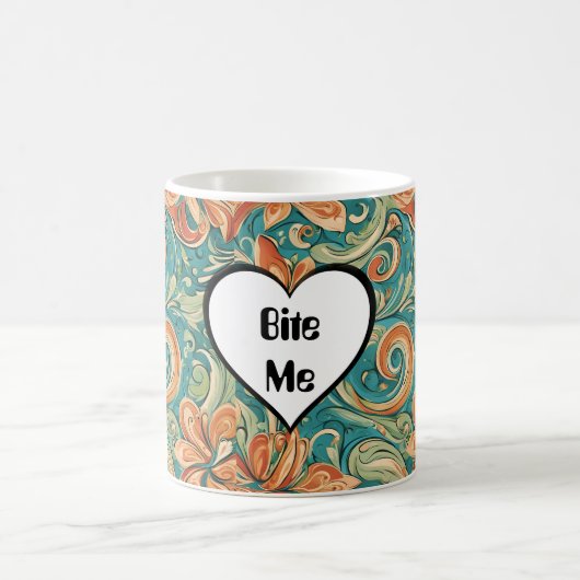 Bite me Funny Heart Wirbles Retro Design Kaffeetasse (Mittel)