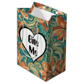 Bite me Funny Heart Wirbles Retro Design Mittlere Geschenktüte (Vorderseite Schrägansicht)