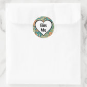 Bite me Funny Heart Wirbles Retro Design Runder Aufkleber (Tasche)