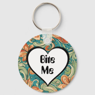 Bite me Funny Heart Wirbles Retro Design Schlüsselanhänger