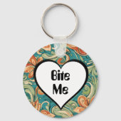 Bite me Funny Heart Wirbles Retro Design Schlüsselanhänger (Rückseite)
