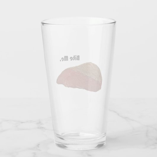 Bite Me Funny Steak Beef Pun Joke Glas (Rückseite)