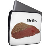 Bite Me Funny Steak Beef Pun Joke Laptopschutzhülle (Vorne Rechts)