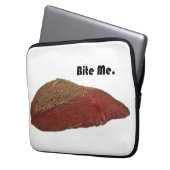 Bite Me Funny Steak Beef Pun Joke Laptopschutzhülle (Vorderseite Links)