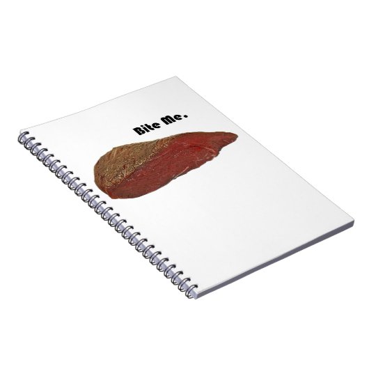 Bite Me Funny Steak Beef Pun Joke Notizblock (Rechte Seite)