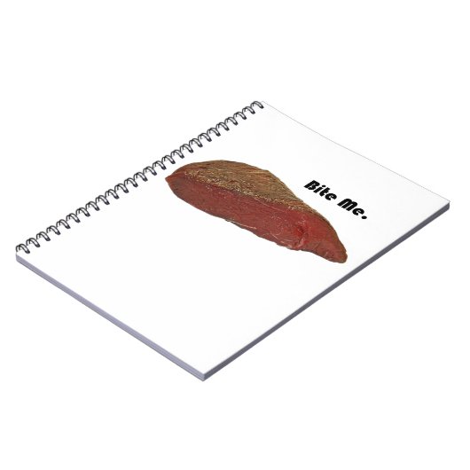 Bite Me Funny Steak Beef Pun Joke Notizblock (Linke Seite)