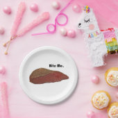 Bite Me Funny Steak Beef Pun Joke Pappteller (Party)