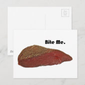 Bite Me Funny Steak Beef Pun Joke Postkarte (Vorne/Hinten)