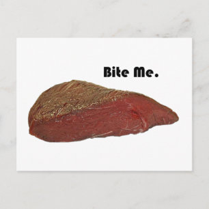 Bite Me Funny Steak Beef Pun Joke Postkarte