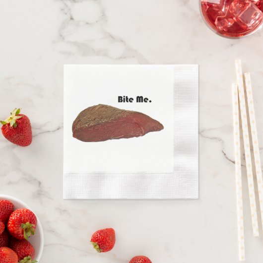 Bite Me Funny Steak Beef Pun Joke Serviette (Beispiel)
