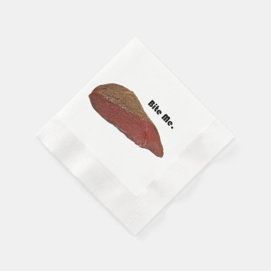 Bite Me Funny Steak Beef Pun Joke Serviette (Ecke)