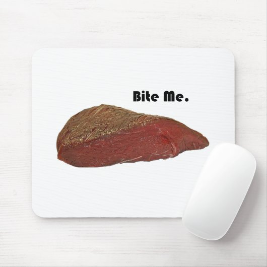 Bite Me Funny Steak Beef Pun Jon Mousepad (Mit Mouse)