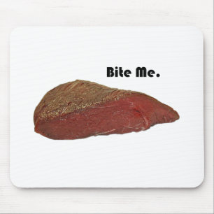 Bite Me Funny Steak Beef Pun Jon Mousepad