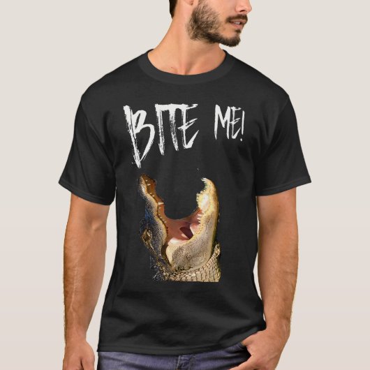 Bite Me Gedruckter Alligator T-Shirt (Vorderseite)