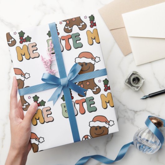Bite Me Gingerbread Groovy Weihnachten Geschenkpapier (Schenken)