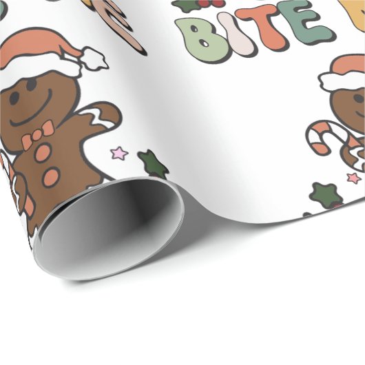 Bite Me Gingerbread Groovy Weihnachten Geschenkpapier (Rolleneckpunkt)
