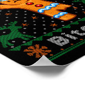 Bite Me Gingerbread Man - Funny Ugly Christmas Swe Poster (Ecke)