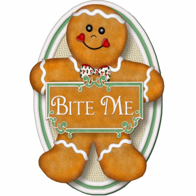 Bite Me Gingerbread Man - Oval Ornament Fotoskulptur Ornament (Vorne)