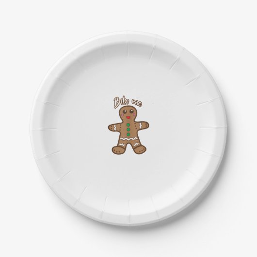 Bite Me Gingerbrot Funny Cookie Weihnachts Thanksg Pappteller (Vorderseite)