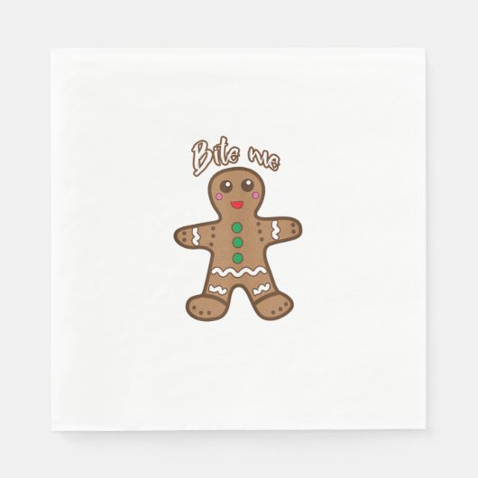 Bite Me Gingerbrot Funny Cookie Weihnachts Thanksg Serviette (Vorderseite)