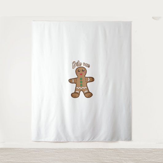 Bite Me Gingerbrot Funny Cookie Weihnachts Thanksg Wandteppich (Vorderseite)