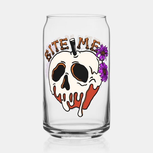 Bite Me - Halloween Schädelgift Apple & Blume Dosenglas (Vorderseite)