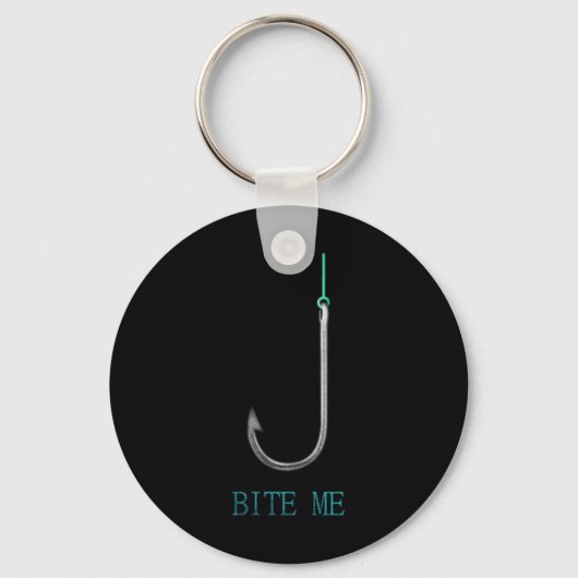 Bite Me Hook Fischen Fischer Angler Geschenk Schlüsselanhänger (Vorderseite)