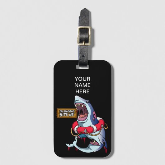 Bite Me Killer Shark Gepäckanhänger (Vorderseite Vertikal)