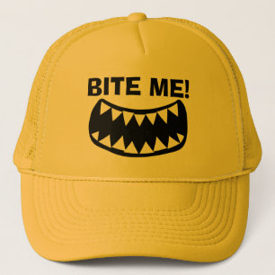 Bite Me lustige gelbe LKW-Hut für ihn oder sie Truckerkappe