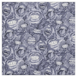 BITE ME Orchideen und Rose INDIGO Stoff