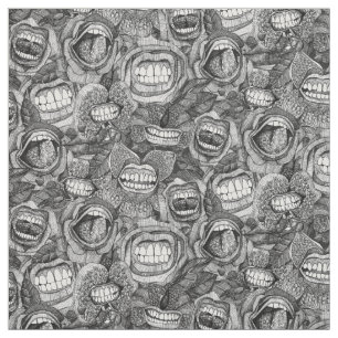 BITE ME Orchideen und Rose SCHWARZ-WEISS Stoff