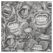 BITE ME Orchideen und Rose SCHWARZ-WEISS Stoff (Nahaufnahme)