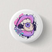 Bite Me Pink Halloween Lippen Button (Vorderseite)