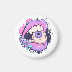 Bite Me Pink Halloween Lippen Magnet