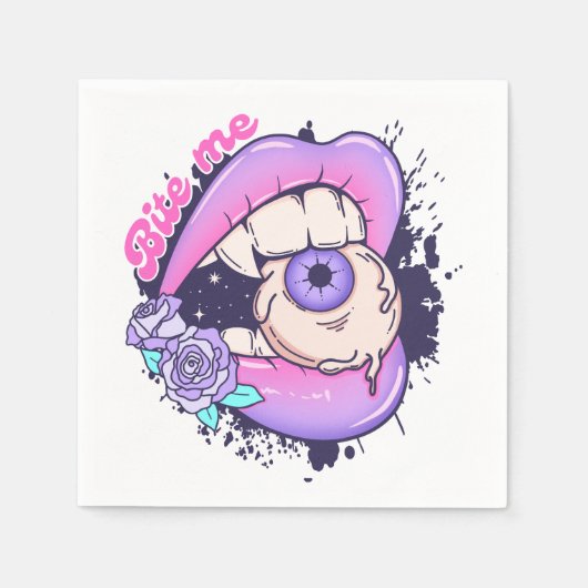 Bite Me Pink Halloween Lippen Serviette (Vorderseite)