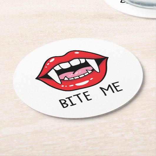 Bite me  runder pappuntersetzer (Angewinkelt)