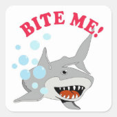 Bite Me Shark Quadratischer Aufkleber (Vorderseite)
